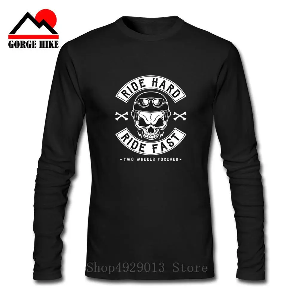 

All Men Are Created Equal Then A Few Become Bikers T Shirt Vegan T-shirts Cotton Long Sleeve Mens RIDE HARD RIDE FAST T Shirts