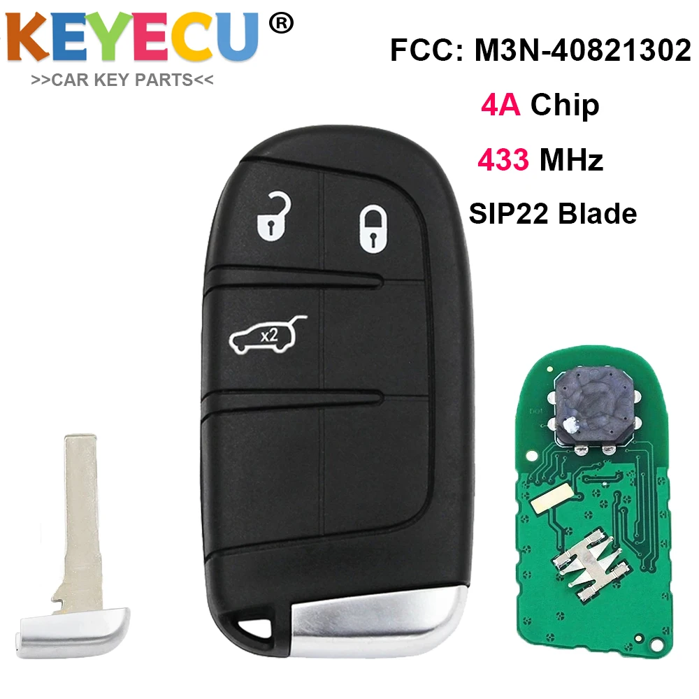 Keyecu Smart Remote Control Car Key For Fiat 500 500x 500l, Fob 3 /4