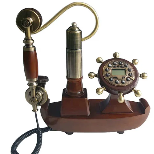 Европа cordle деревянный телефон антикварный стационарный телефон винтажный стационарный телефон Telefone лодка для дома офиса гостиной - Цвет: leather line