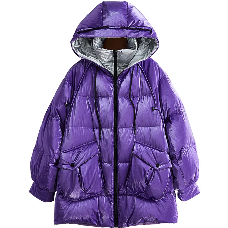 

New Fault Code Long Even Hat Down Jackets Overcoat Woman Keep Warm Bai Yarong Loose Coat
