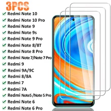  3PCS Protective Glass For Xiaomi Redmi Note 10 9 8 7 Pro Note 9S 8T 5 6 Pro Screen Protector For Redmi 9 9A 9C 8A 7A 8 7 Glass 