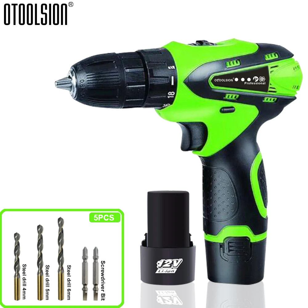 12V Dual Speed Wireless Drill Battery Drill Power Tools Screwdriver Electric Drill Screwdriver Tool Box+ Power Tool Accessories (3)