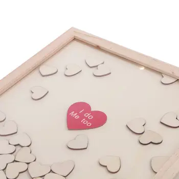 

Rustic Personalized Wedding Guest Book Photo Signature With 120pcs Heart Drop Top Box Table Decor