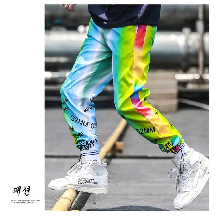 Men Fashion Hip-pop Haren Pants Loose Casual Athletic Pants Gradient Ankle Banded Trousers Jogging Pants