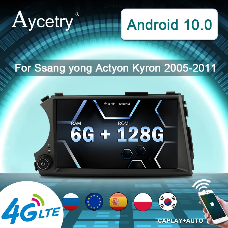 Автомагнитола Carplay 2 din Android 10 для Ssangyong Kyron/Actyon 2005-2011 с GPS-навигацией автомагнитола