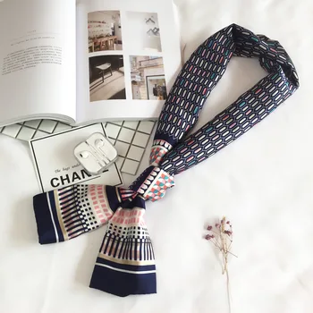 

Dot Summer silk long scarves for women double print scarves tie Elegance neckerchief neck head scarf for gift girl 145cm*15cm