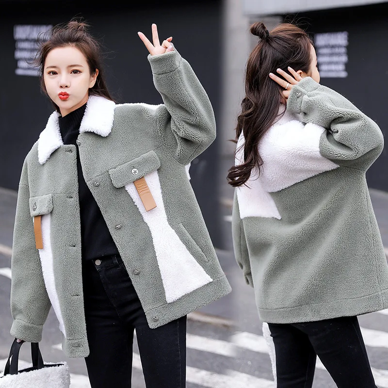 

Lambs Wool Coat Short Women's 2019 Autumn & Winter New Style Versitile Fashion Body Hugging Casual Long Sleeve Lambs Wool Coat