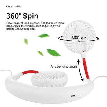 

Portable USB Rechargeable Neckband Sport Fan Lazy Multi-function Mini Fan Rechargeable Neck Hung Headset Shape