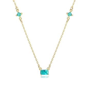 

MetJakt S925 Sterling Silver Olive Emerald Simple All-match Women's Clavicle Chain