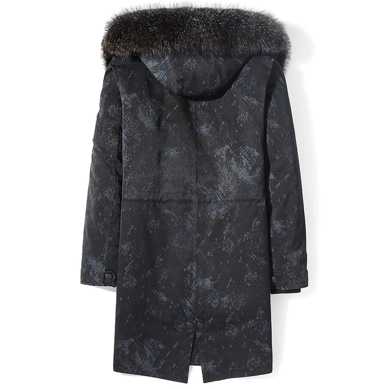 Men's Real Fur Coat Winter Jacket Long Parka Natural Rabbit Liner Raccoon Hooded Camouflage D29A1906 KJ3746 | Мужская одежда