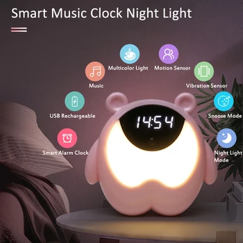 

LED Table Clock Night Light Alarm Induction Night Light Alarm Clock with Temperature Clock Display Children gift bedroom Decor