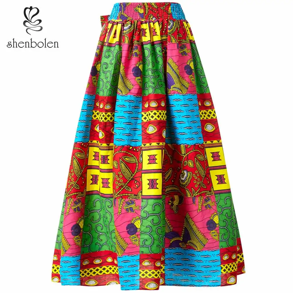 Африканская одежда для женское Дашики модная юбка традиционные костюмы хлопок печати высокая талия длинная плюс размеры