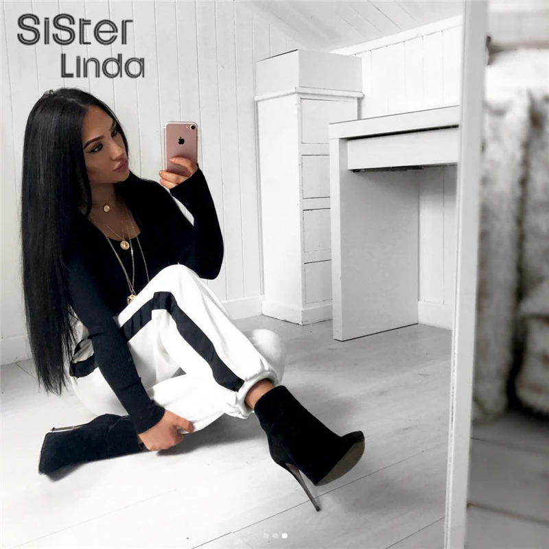 Sisterlinda, хлопковые черные полосатые штаны, женские повседневные штаны-шаровары, свободные штаны для женщин, женские спортивные брюки на шнуровке, Mujer
