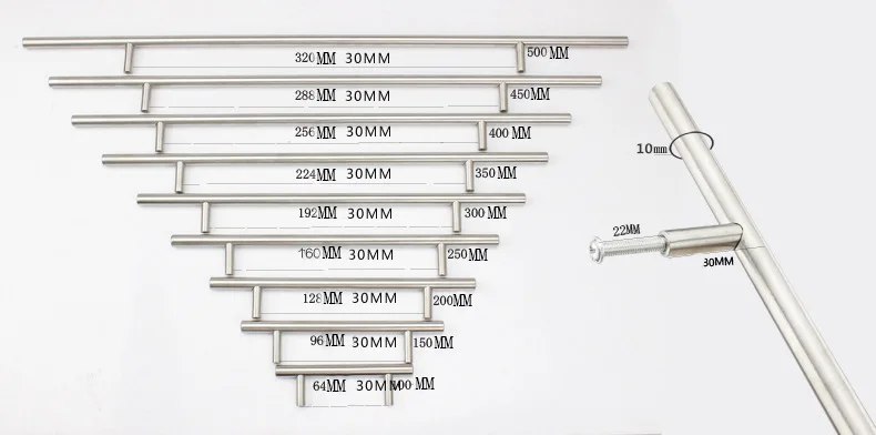 3 шт мебельные ручки 50 мм-500 мм из нержавеющей стали т бар ручки для мебельные ручки и ручки тяги для двери шкафа