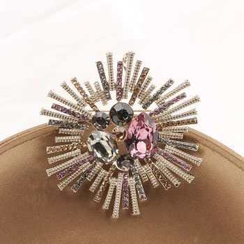 

New 2020 exaggerated tricolour artificial crystal brooch big brooch gift dress for women