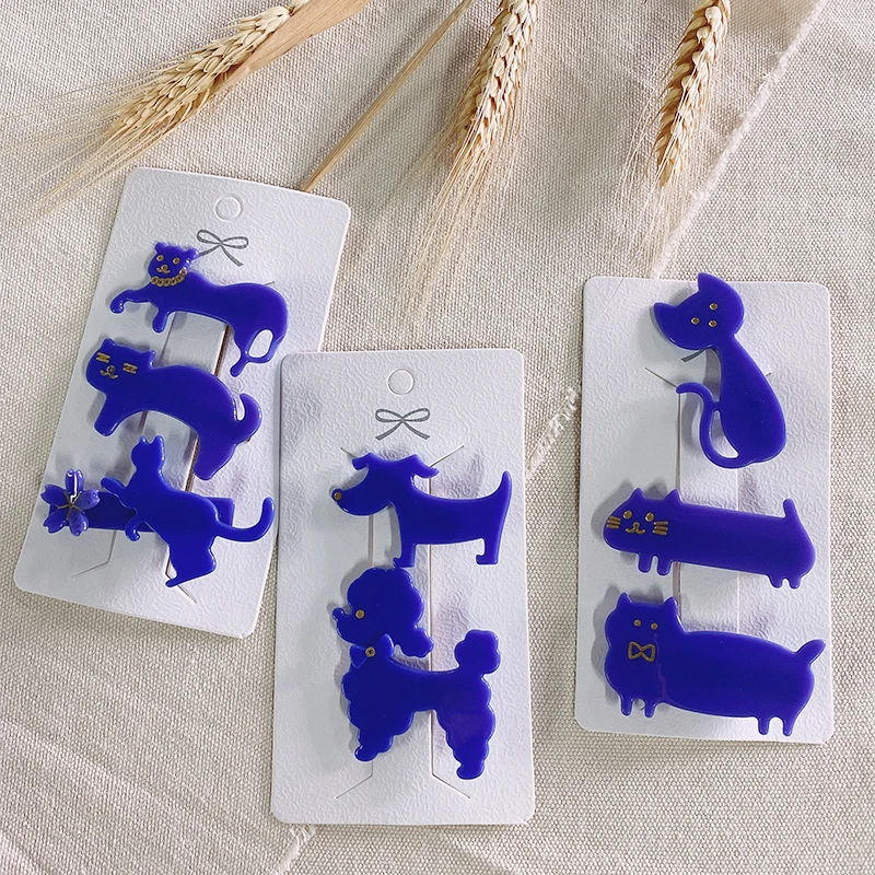 

2020 Children's hairpin female Korean hair clip cute handsome girl navy blue color barrettes side clips