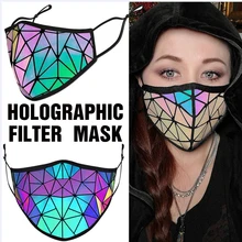 1 pcs Washable 3D Geometric Halloween Luminous mask for face Gear Cotton Mouth Mask Anti dust Mouth-muffle Reusable Unisex