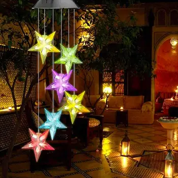 

Solar Lights Wind Chime Heart Star Light Hanging String Lights Garden Creative Outdoor Fashion Yard Decoration Wind Bell Light