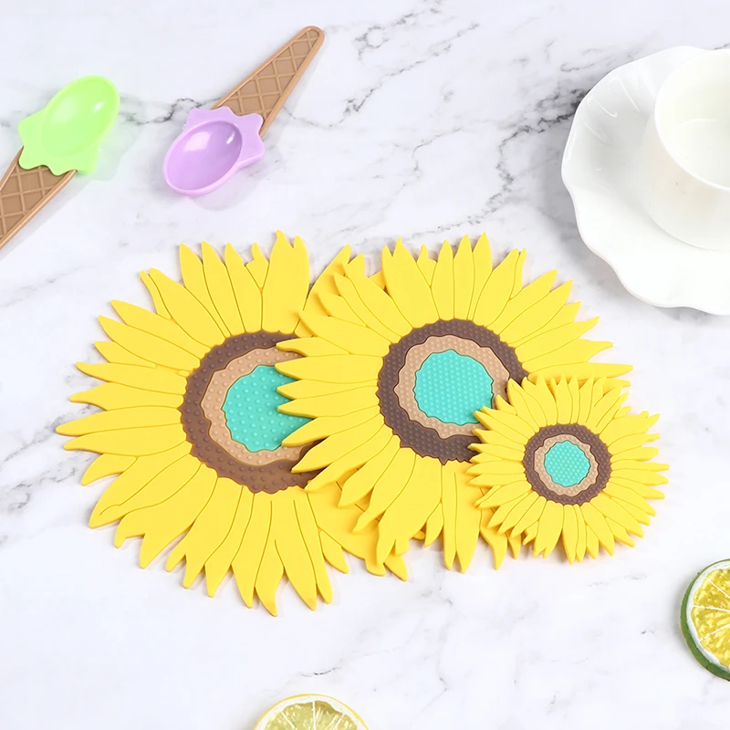 1PC Sunflower Hot Pot Holder Anti-Slip Cup Coaster Bowl Mat Heat Resistant Pan Pads | Дом и сад