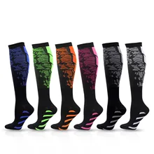1 Pairs Compression Socks for Women  Color Printing Pattern Comfortable Athletic Nylon Medical Nursing Stockings Sport Running