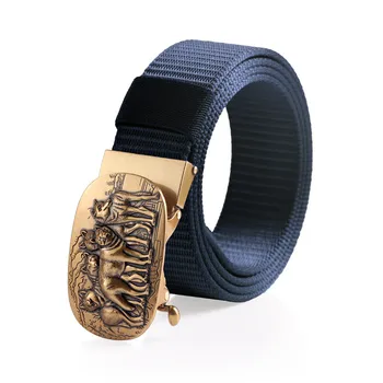 

2020 new high-quality toothless automatic alloy buckle nylon casual outdoor belt thickening men's belt black green blue dropship