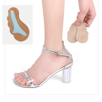 

1 Pair Heel Shoes Insole Anti-slip Forefeet Pads Soft Natural Leather Feet Care Breathable Foot Patch Protector Shoe Insert