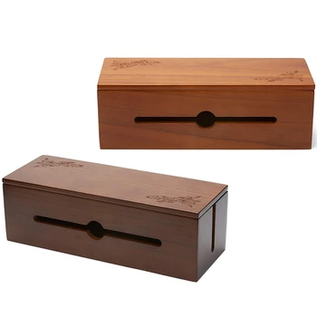 

Cable Management Box Wooden Cord Organizer Box for Extension Cord Power Stripe Surge Protector Wire