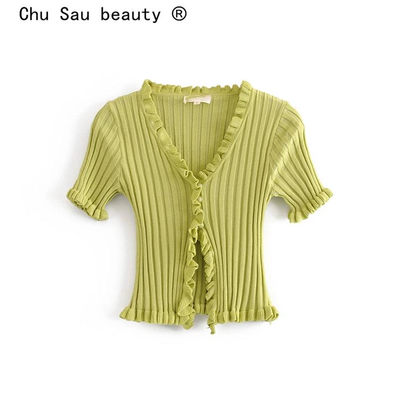 

Chu Sau beauty Autumn Winter Sweet Chic 2 Colours Knitted Sweater Women Casual V-neck Single Breasted Good Elasticity Cardigans