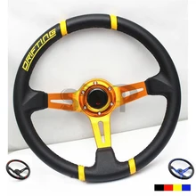 Универсальный, 14 дюймов, 350 мм, Дрифтинг, руль, ПВХ кожа, спицы, модифицированный, спортивный автомобиль, руль с логотипом