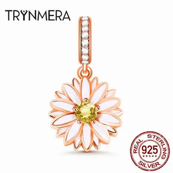 

Trynmera 2020The new summer Sterling silver beads"Cheerfulness" Daisy Flower Sterling Silver Dangle Charm for braceletTA057