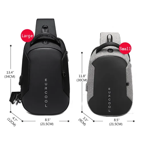 다기능 크로스 바디 체스트 백 남성용, USB 충전 포트 메신저 팩, 방수 슬링 숄더 백, 남성용 Bolsas Masculina 6