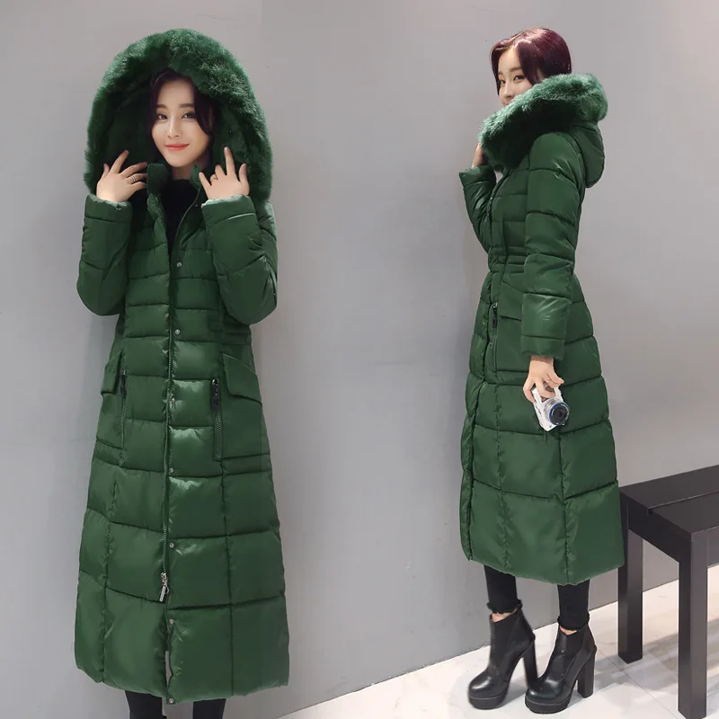 

Plus-sized down Jacket Cotton-padded Clothes Women's Thick over-the-Knee 200 of Fat Mm Winter Korean-style Large Fur Collar Coat