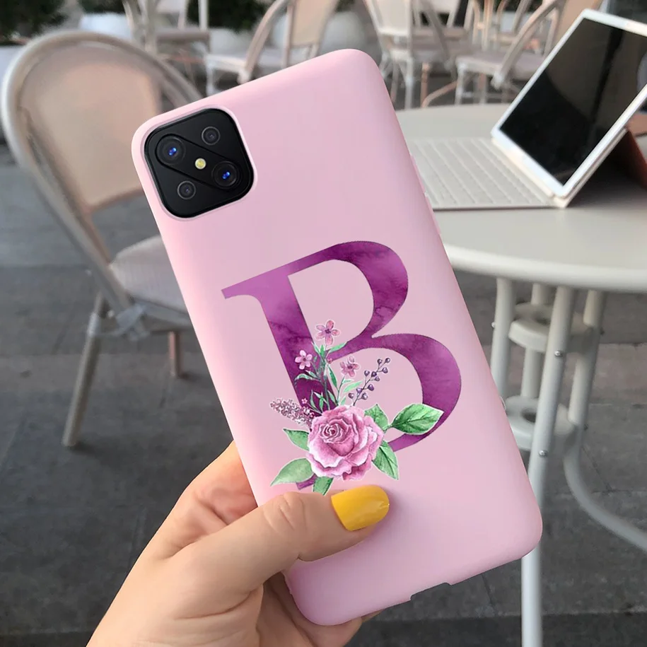 Cute Letters Soft TPU Phone Case - Simple Black Pink Back Cover
