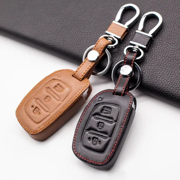 

Carrying Soft texture leather car key cover for Hyundai i10 i20 i30 HB20 IX25 IX35 IX45 3 buttons remote control