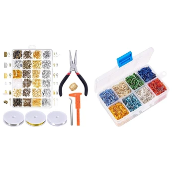

1 Set 6Mm Glass Beads, Various Colors, Diy & 1 Set 24 Grid Handmade Diy Jewelry Accessories Combination Set