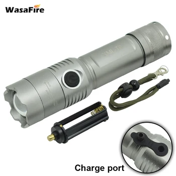 

Wasafire 2pcs/lot Powerful T6 LED Flashlight Zoom Torch Lamp Tactical Flash Light 18650 Self Defense Lantern for Bicycle Light