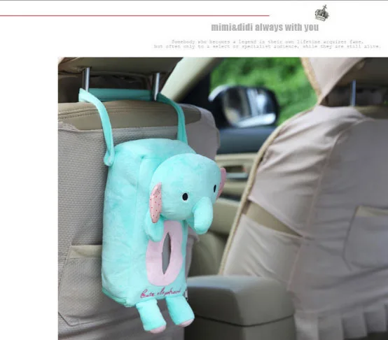 Blue elephant Высококачественный мультяшный креативный плюшевый автомобильный бумажный ящик длинный кролик обезьяна задний висячий мешок - Цвет: Blue elephant