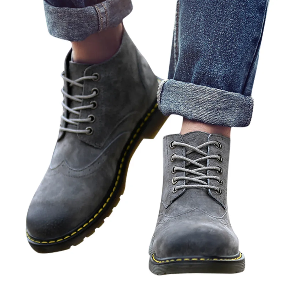 Eillysevens/Новинка; мужские повседневные ботинки больших размеров; кожаные мужские ботинки; зимние ботинки; Прочная водонепроницаемая обувь;# q45 - Цвет: grenn