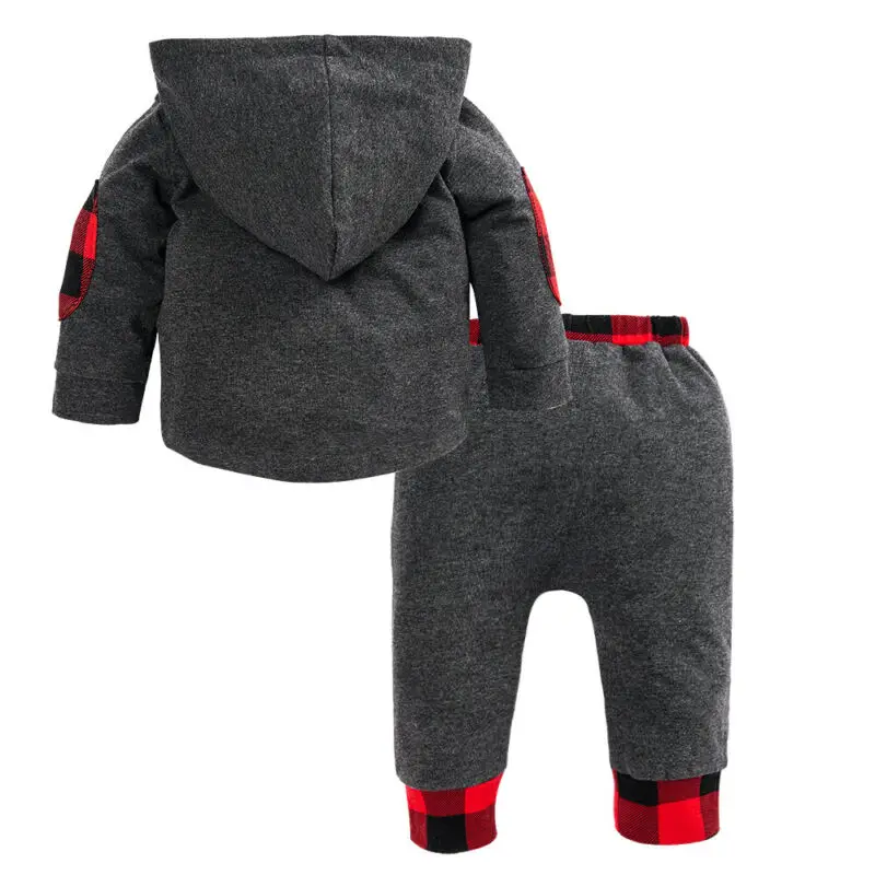 2019 Brand Newborn Kids Baby Boys Autumn Clothes Hoodie T-shirt Patchwork Tops+Plaid Pants 2PCS Outfits Warm Outfit Set 0-24M 2019 Brand Newborn Kids Baby Boys Autumn Clothes Hoodie T-shirt Patchwork Tops+Plaid Pants 2PCS Outfits Warm Outfit Set 0-24M