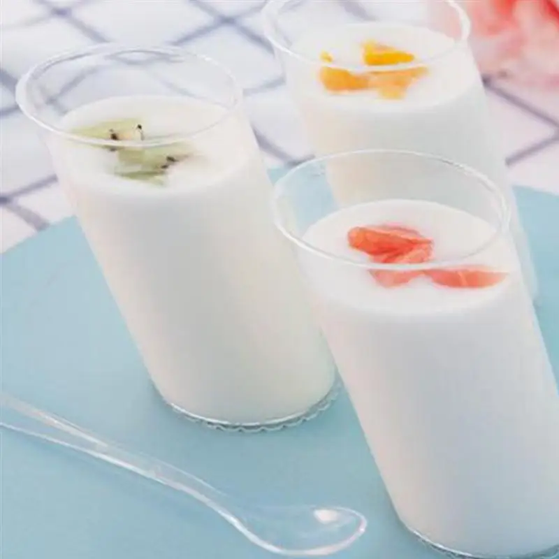 20 штук/10 шт. 140ML одноразовые стаканчики для йогурта Пластик прозрачный мороженое, мусс чашки десерт контейнеров пудинг желе чашки без ложки