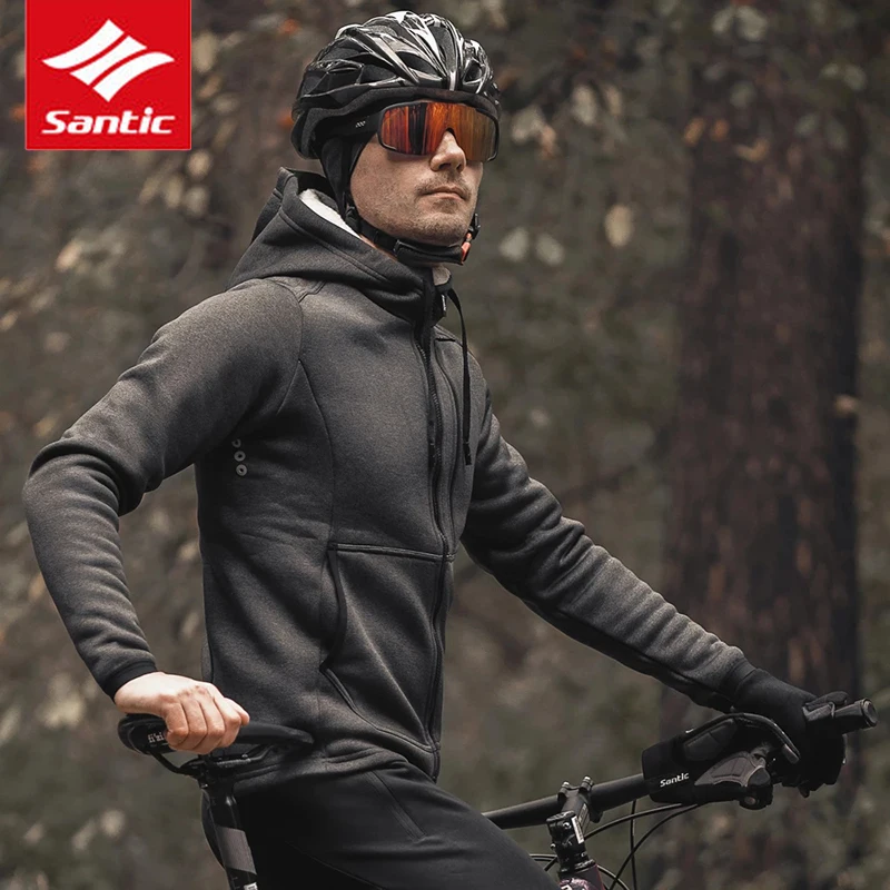 Santic Men Cycling Winter Jacket Long Sleeves Windstopper Slim Fleece Keep Warm Road Bike Clothing Tops MTB Bicycle Jackets |