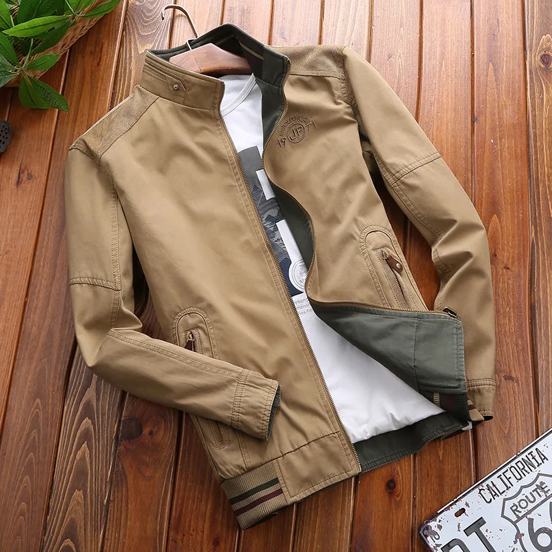 

Afs ZDJP Plus Size 4XL JEE Plus Size Spring and autumn Jacket Solid Miliar Cotton Coat 2019 Male Double sided Loose coat