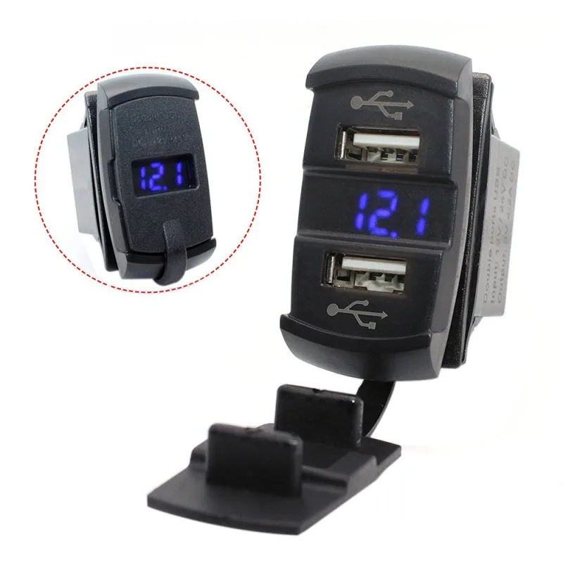 Автомобильное зарядное устройство для телефона с двумя портами USB и 2 розетками