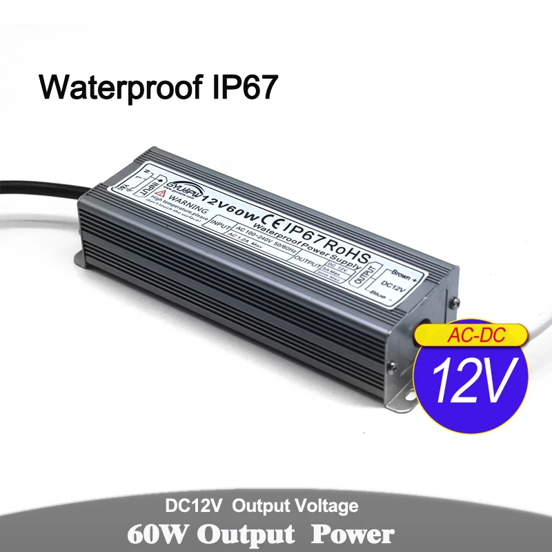 IP 67 блок питания DC12V DC24V 24 Вт 60 Вт 72 Вт 100 Вт 120 Вт 150 Вт 200 Вт 250 Вт 300 Вт 350 Вт осветительные трансформаторы ac220в для наружного SMPS