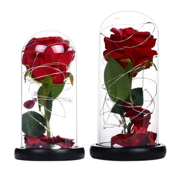 

Forever Rose Kit With Glass Cover LED Strip Light Beautiful Ornament For Valentine's Day Anniversary Birthday Present Gift