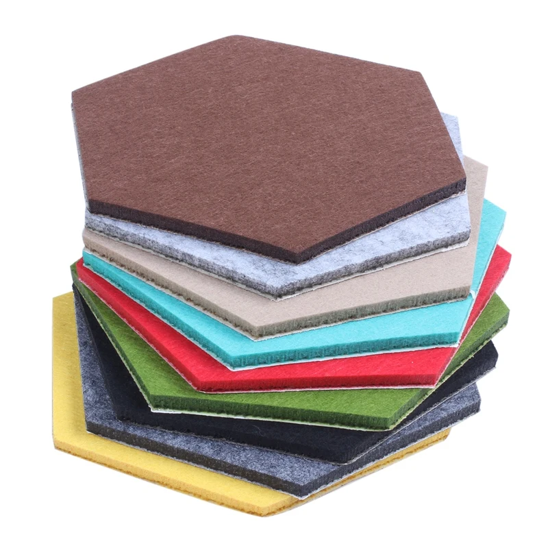

9Pcs Hexagon Felt Board Hexagonal Color Felt Wall Sticker Multifunction 3d Decorative Home Message Board Self-Adhesive Kids