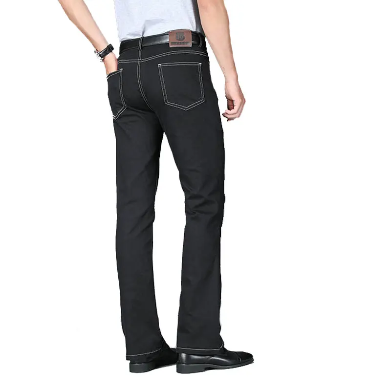 Mens Straight Leg Jeans Basic 5 Pockets Free Belt Black Denim Pants Sizes 28-36 