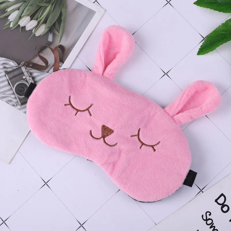 Cute Rabbit Short Plush Eye Cover Sleeping Mask Creative Eyepatch Sleeping Aid Kids Blindfold Sleep Mask Travel Relax Eye Band