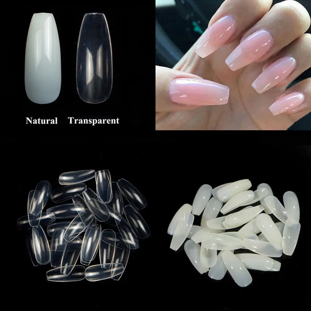 

500 pcs Transparent/Natural False Nails Art Tips False Nails Full Cover French Nail Art Tips Manicure Fake Nail DIY Nail Art