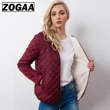 ZOGAA New Autumn Women Parkas Basic Jackets Female Winter Plus Velvet Lamb Hooded Coats Cotton Winter Jacket Womens Outwear Coat